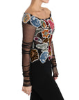 Dolce & Gabbana Elegant Floral Applique Long Sleeve Top