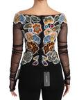 Dolce & Gabbana Elegant Floral Applique Long Sleeve Top