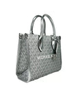Michael Kors Mirella Signature Small Top Zip Tote Bag Silver