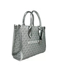 Michael Kors Mirella Signature Small Top Zip Tote Bag Silver