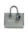 Michael Kors Mirella Signature Small Top Zip Tote Bag Silver