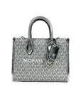 Michael Kors Mirella Signature Small Top Zip Tote Bag Silver