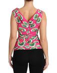 Dolce & Gabbana Sicilian Cake Print Sleeveless Silk Top