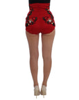 Dolce & Gabbana Ravishing Red Silk Embroidered Shorts