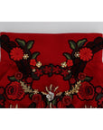 Dolce & Gabbana Ravishing Red Silk Embroidered Shorts