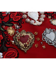 Dolce & Gabbana Red Silk Crystal-Embellished Mini Shorts