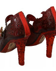 Dolce & Gabbana Red Floral Crystal Heels CINDERELLA Shoes