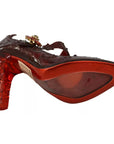Dolce & Gabbana Red Floral Crystal Heels CINDERELLA Shoes