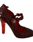Dolce & Gabbana Red Floral Crystal Heels CINDERELLA Shoes