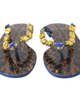 Dolce & Gabbana Blue Crystals Flats Sandals Beachwear Shoes