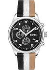 Hugo Boss Black And White Leather Watch