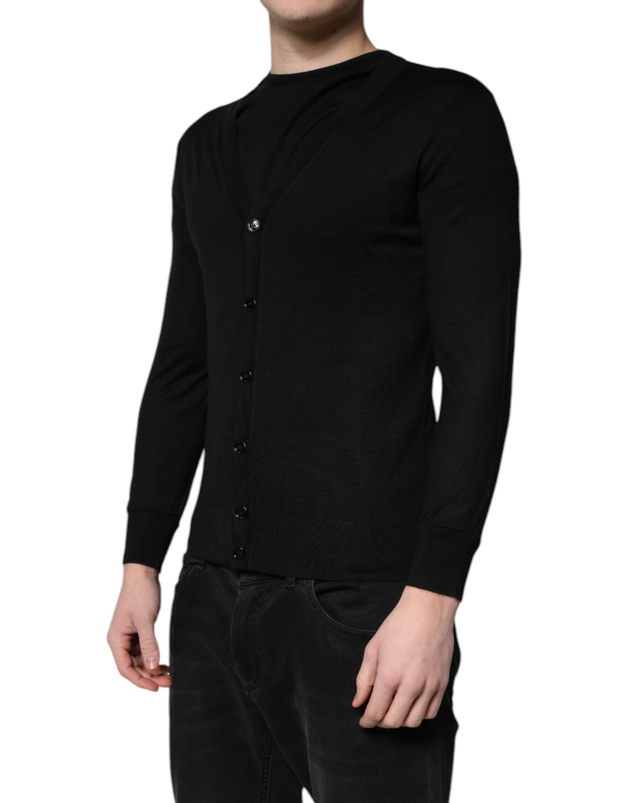 Dolce & Gabbana Black Cashmere Button Down Cardigan Sweater