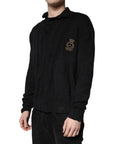 Dolce & Gabbana Black Heraldic Silk Buttoned Pullover Sweater