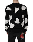 Dolce & Gabbana Black Hearts Silk Crew Neck Pullover Sweater