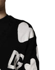 Dolce & Gabbana Black Hearts Silk Crew Neck Pullover Sweater
