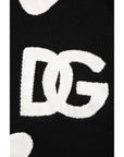 Dolce & Gabbana Black Hearts Silk Crew Neck Pullover Sweater