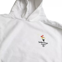 Balenciaga White Cotton Logo Hooded Pullover Oversize Sweater