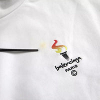 Balenciaga White Cotton Logo Hooded Pullover Oversize Sweater