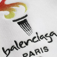 Balenciaga White Cotton Logo Hooded Pullover Oversize Sweater