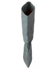 Valentino Blue Leather Elastic Flats Pull On Knee High Boots Shoes