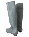 Valentino Blue Leather Elastic Flats Pull On Knee High Boots Shoes