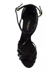 Dolce & Gabbana Black Leather Stiletto Heels Sandals Shoes