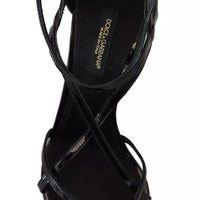 Dolce & Gabbana Black Leather Stiletto Heels Sandals Shoes