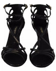 Dolce & Gabbana Black Leather Stiletto Heels Sandals Shoes
