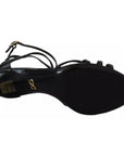 Dolce & Gabbana Black Leather Stiletto Heels Sandals Shoes