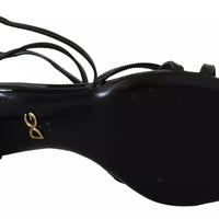 Dolce & Gabbana Black Leather Stiletto Heels Sandals Shoes