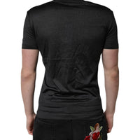 Dolce & Gabbana Dark Gray Silk V-neck Short Sleeves T-shirt