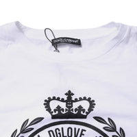 Dolce & Gabbana White Graphic Print Cotton Crew Neck T-shirt