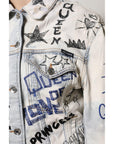Dolce & Gabbana Light Blue Graffiti Button Down Denim Jacket