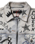 Dolce & Gabbana Light Blue Graffiti Button Down Denim Jacket