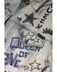 Dolce & Gabbana Light Blue Graffiti Button Down Denim Jacket