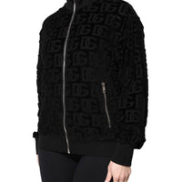 Dolce & Gabbana Black Logo Monogram Full Zip Bomber Jacket
