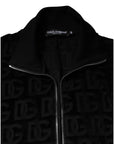 Dolce & Gabbana Black Logo Monogram Full Zip Bomber Jacket