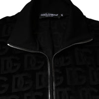 Dolce & Gabbana Black Logo Monogram Full Zip Bomber Jacket