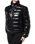 Dolce & Gabbana Black Logo Plaque Full Zip Puffer Jacket