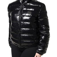 Dolce & Gabbana Black Logo Plaque Full Zip Puffer Jacket