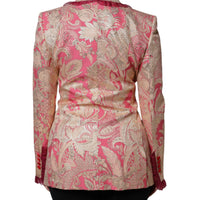 Dolce & Gabbana Pink Gold Jacquard Nylon Coat Blazer Jacket