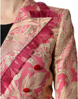 Dolce & Gabbana Pink Gold Jacquard Nylon Coat Blazer Jacket