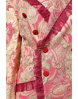 Dolce & Gabbana Pink Gold Jacquard Nylon Coat Blazer Jacket