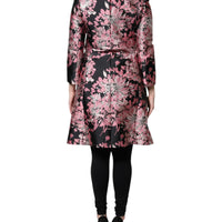 Dolce & Gabbana Pink Black Floral Brocade Trenchcoat Jacket