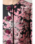 Dolce & Gabbana Pink Black Floral Brocade Trenchcoat Jacket
