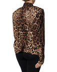 Dolce & Gabbana Brown Leopard Silk Button Down Coat Jacket