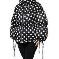 Dolce & Gabbana Black White Polka Dot Full Zip Puffer Jacket