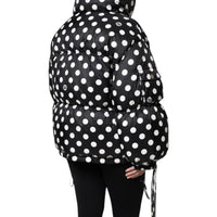 Dolce & Gabbana Black White Polka Dot Full Zip Puffer Jacket