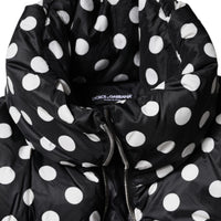 Dolce & Gabbana Black White Polka Dot Full Zip Puffer Jacket