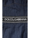 Dolce & Gabbana Blue Cotton Stretch Sleeveless Bodycon Denim Bodysuit